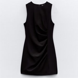 Zara Black Ruched Mini Dress